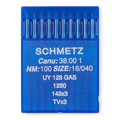 Schmetz #16 Sewing Machine Needles UY 128 GAS Round/Sharp Point (10 pack) view 1