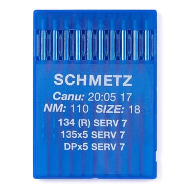 Schmetz #18 Sewing Machine Needles 135x5 Serv7 Round/Sharp Point (10 pack) view 1